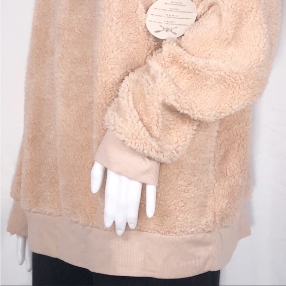 Gypsies & Moondust Peach Shearling Quarter Zip Jacket Size XL Super Soft - Picture 10 of 16